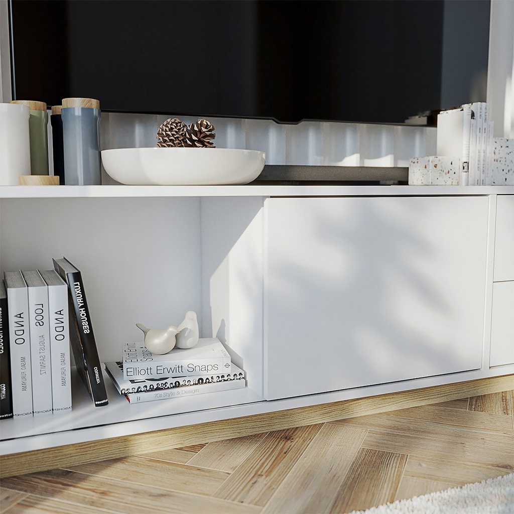 KC- Play Whitie Sideboard TV140 - White/Lindberg Oak