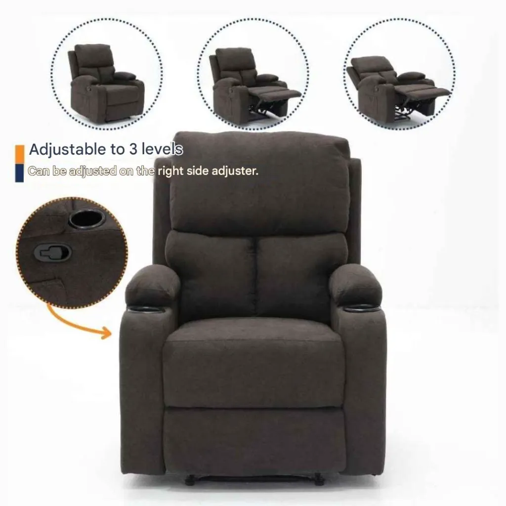 Darleen Sofa Recliner - Brown Fabric/1RE