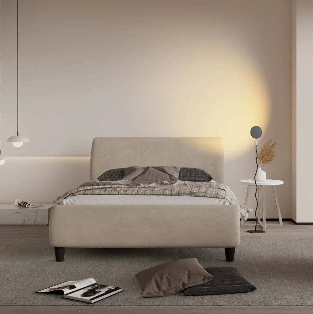 Giffer Bed 5ft-Cream Fabric