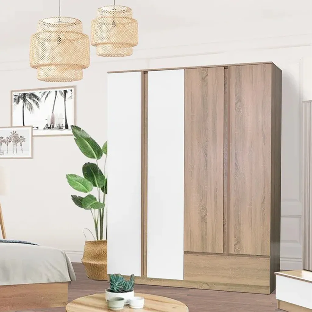 Sacha Wardrobe WO160 - Solid Oak/White