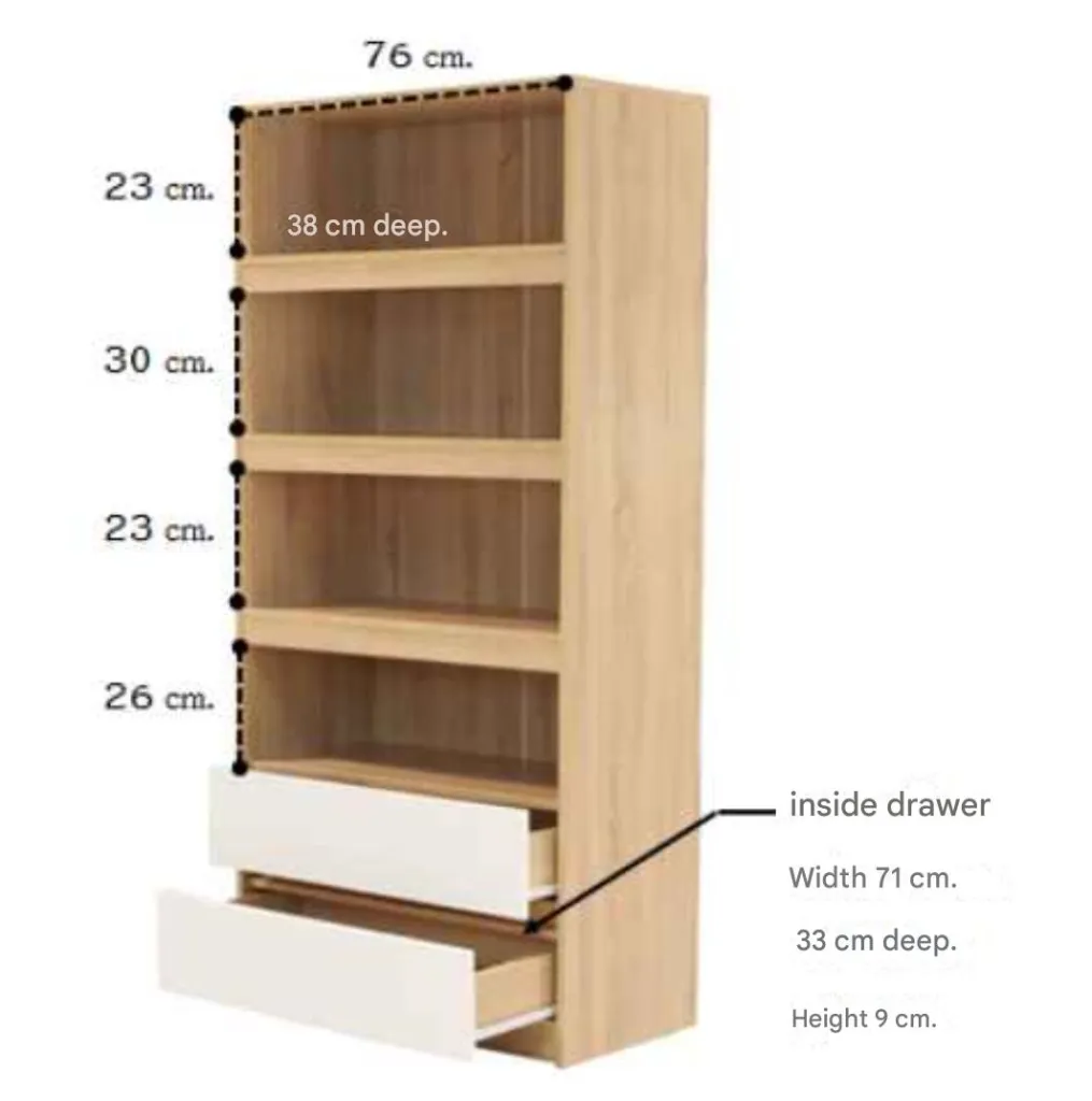 Harlie Tall Cabinet CT80-Solid Oak/White