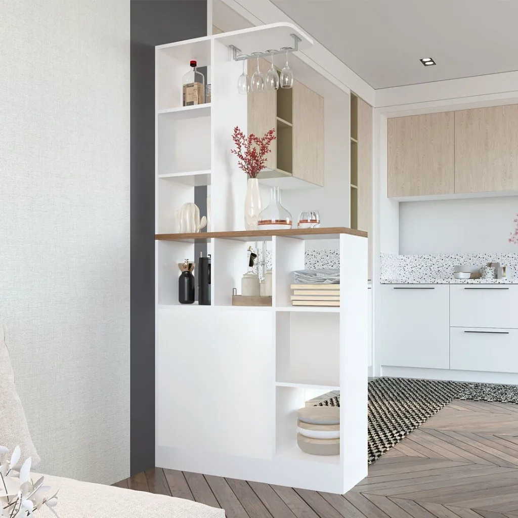 Ku/Burgess Tall Counter 90/White/Solid Oak- L/R