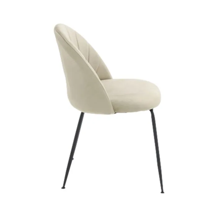Tenya Dining Chair/Black Steel/Brown Cream Velvet