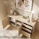 Aleece Low Cabinet C150-Canyon Oak/White