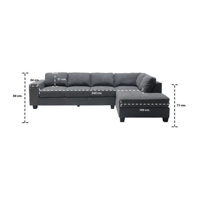 Lola Sofa - Right Corner - Grey Fabric