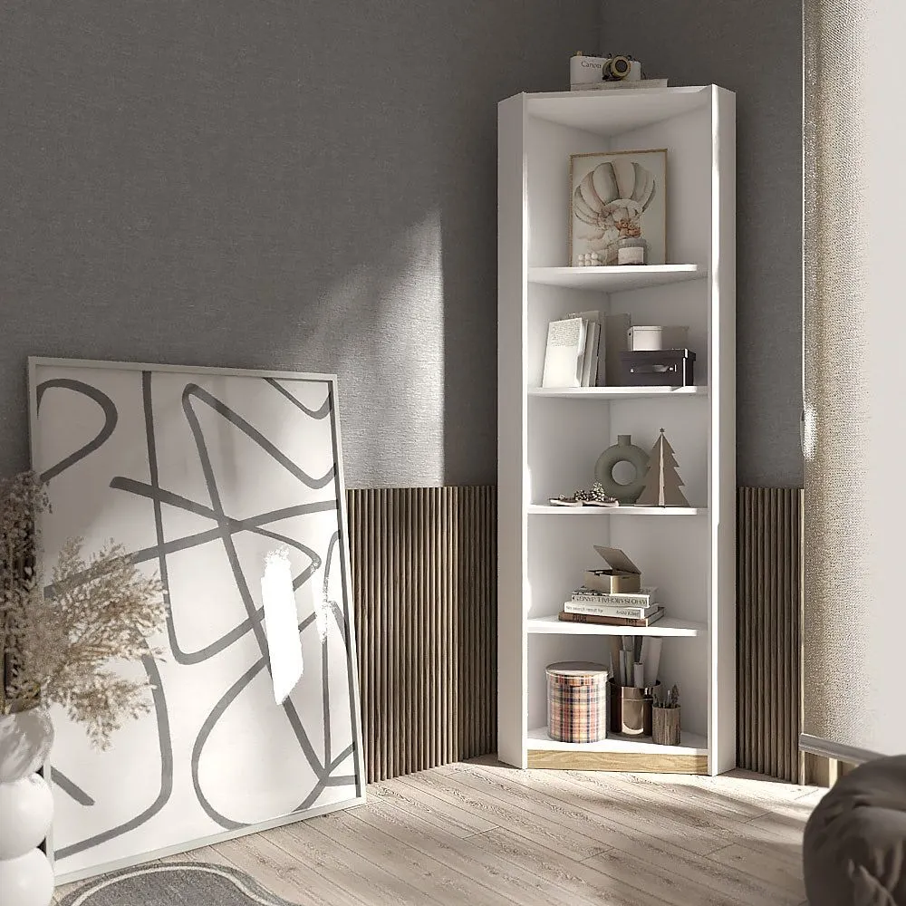 KC-Play/Dune Corner Tall Cabinet 63/White/Lindberg Oak