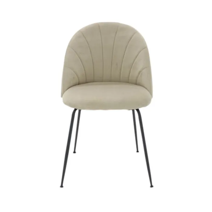 Tenya Dining Chair/Black Steel/Brown Cream Velvet