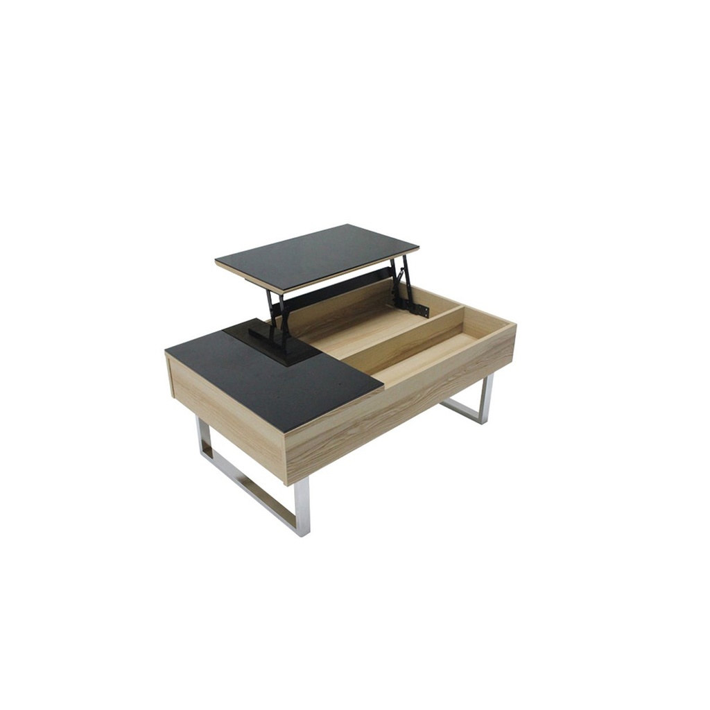 [19147001] Acadia Coffee Table CF100 - Black Glass - Lindberg Oak