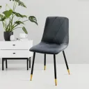 Lenox Dining Chair/Black Steel/Grey Velvet