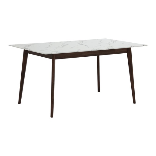 [19237041] Bari Dining Table 150cm White Stone Pattern/Dark Wood