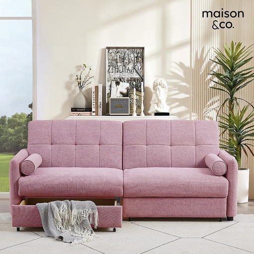 [19233477] Corte Sofa Bed 2Seater - Black Leg/Pink Fabric