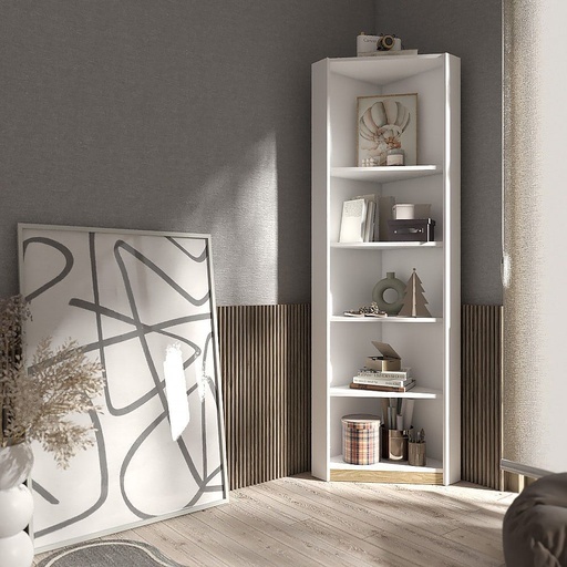 [19211108] KC-Play/Dune Corner Tall Cabinet 63/White/Lindberg Oak