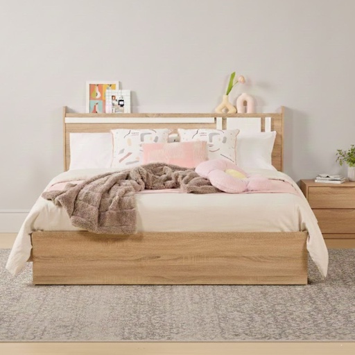 [19250434] Go/Hoshino Bed 6ft- Solid Oak/White